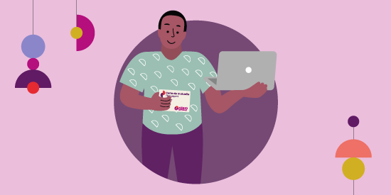 illustration d'un homme tenant un ordinateur portable