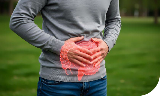 focus sur un homme qui a mal au ventre