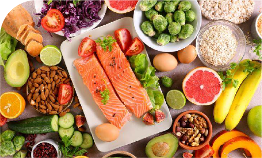 photos de fruits et de poisson