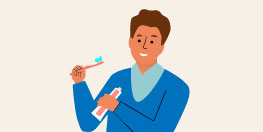 illustration personnage se prossant les dents